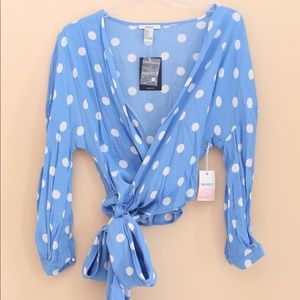 Forever 21  long sleeve polka dot Wrap blouse